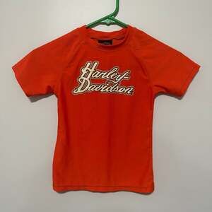 Harley-Davidson Boy Short Sleeve Crew-Neck T-Shirt, White & Orange
